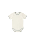Baby bodysuit with short sleeves on a white background