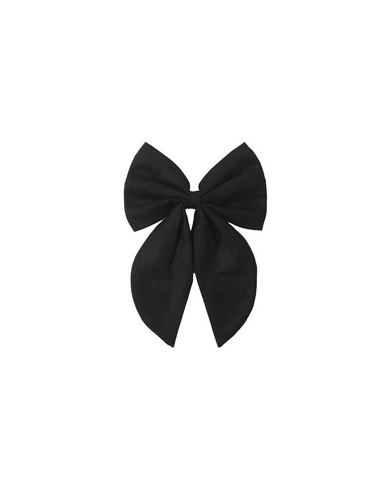 Black linen bow on a white background