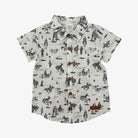 Children's short-sleeve shirt with cowboy pattern on a white background