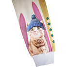 sleeve design with a cat wearing a knit hat 