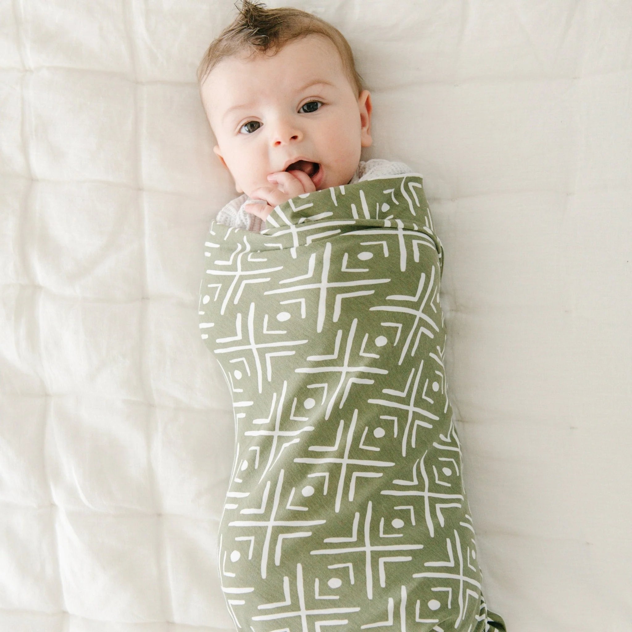 olive mudcloth swaddle