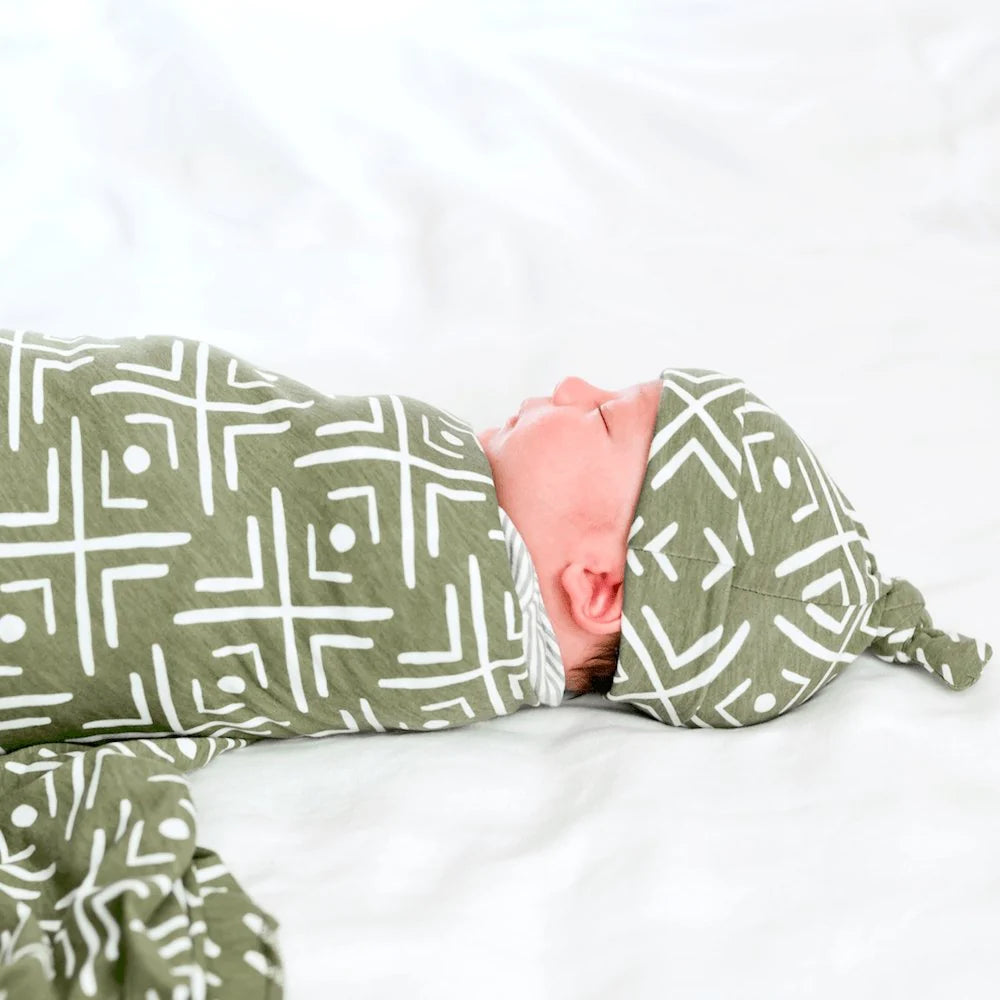 Saranoni green mudcloth swaddle
