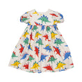 Load image into Gallery viewer, Cream Colorful dinosaur girls dress
