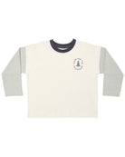 Children's long-sleeve multicolor shirt with a tree logo saying "Made For The Mountains" on a white background
