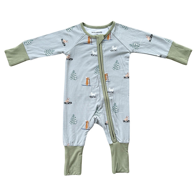 Bumpy Zip Long Sleeve Zip Romper - Sled Dogs – Bumps N Bundles