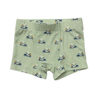 Green boxer briefs with golf cart pattern on a white background