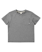 Gray athletic style t-shirt with a pocket on a white background