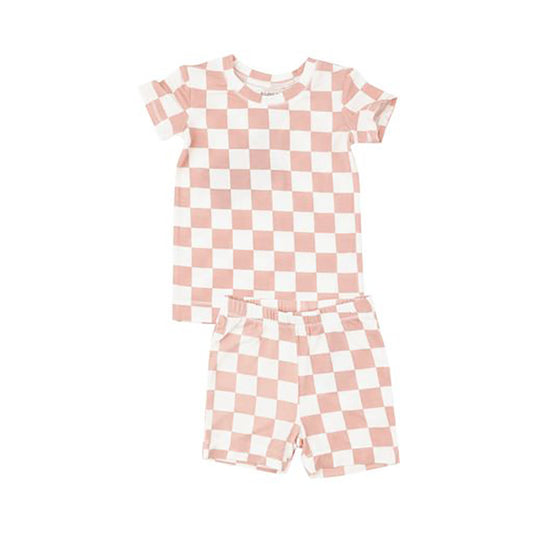 Short Loungewear Set - Checkerboard - Pink