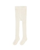 Pair of off white rib footed tights against a white background.