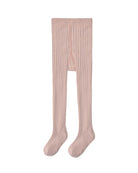 Pair of ribbed pink tights on a white background