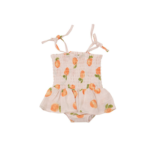 Smocked Bubble with Skirt - Peaches