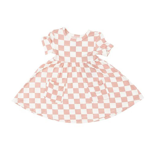 Twirly Dress - Checkerboard - Pink
