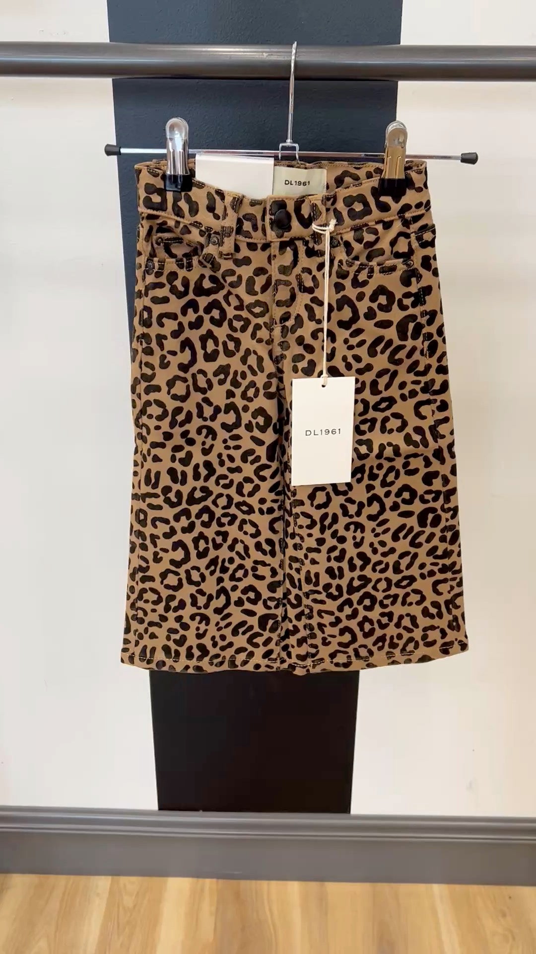 video of wide leg leopard print jeans 