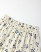 white and navy blue floral skirt with elastic waistband 