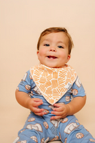 white bandana bib with orange lines 