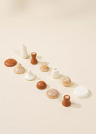 wooden red, white and cream mushroom toys