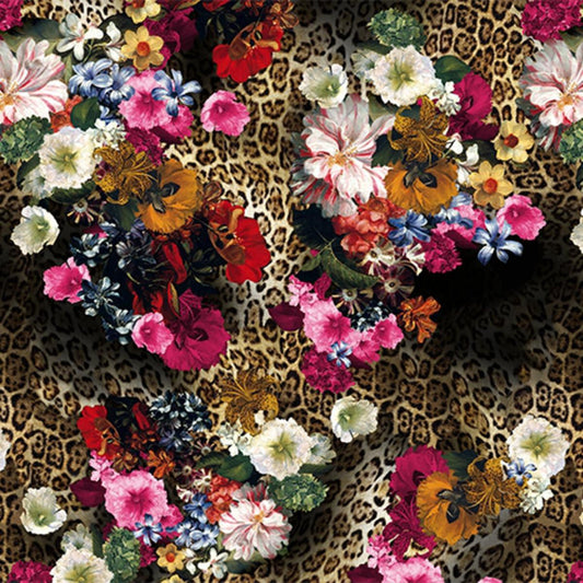 Leopard Floral Waisted Dress - Floral