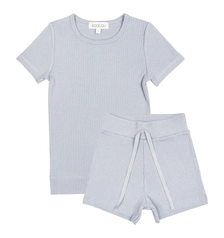 Short Sleeve Summer Homewear Set - Mineral Gray