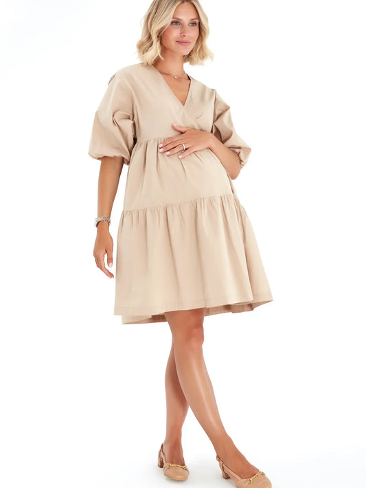 Waterfall Dress for Pregnancy, Nursing and Ever After - Beige