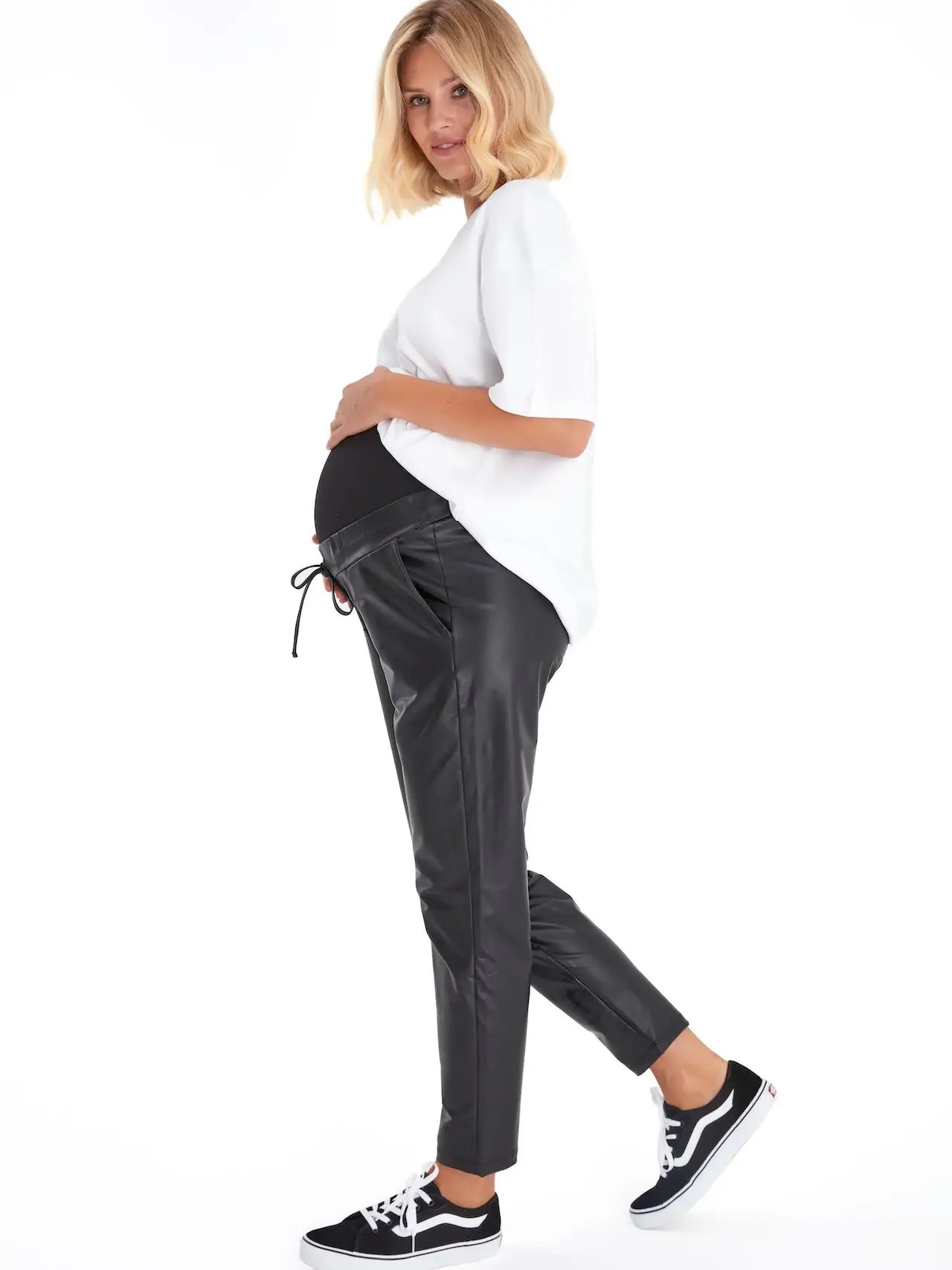 Comfy Cool Leather Look Pants - Black