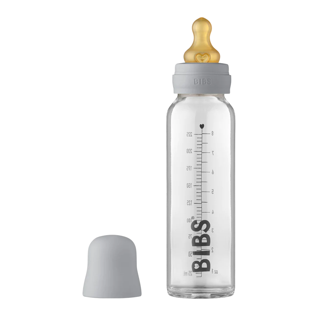 BIBS Baby Glass Bottle - Complete Set 8 Ounce - Cloud