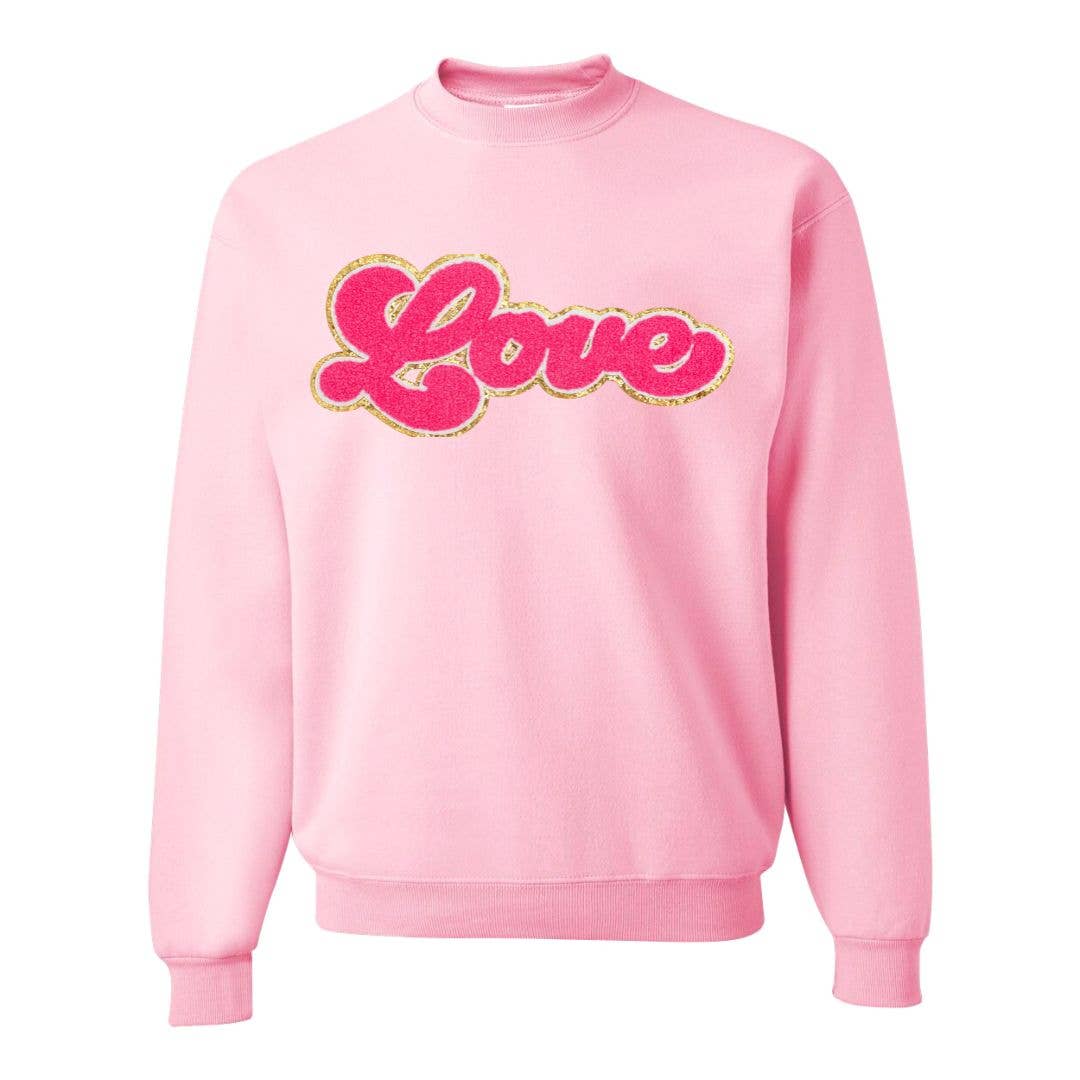 Love Script Patch Adult Sweatshirt - Pink