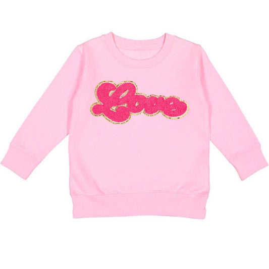 Love Script Patch Sweatshirt - Pink