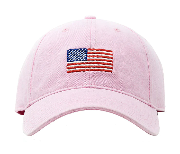 Kids American Flag Baseball Hat - Light Pink