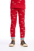 Load image into Gallery viewer, Knit Panel Jogger - Planes - True Red
