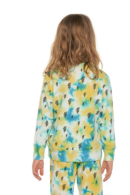 Knit Long Sleeve Crew Neck Pullover - Pacific Tie Dye