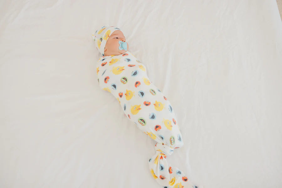 Knit Swaddle Blanket - Sesame Scribbles