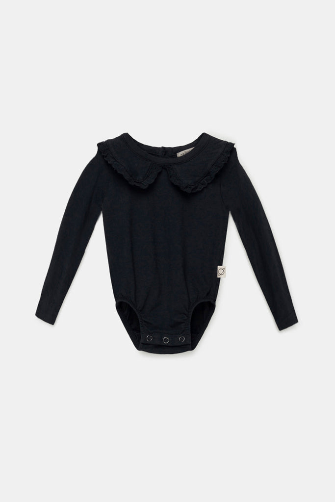 Organic Baby Collar Bodysuit - Dark Grey