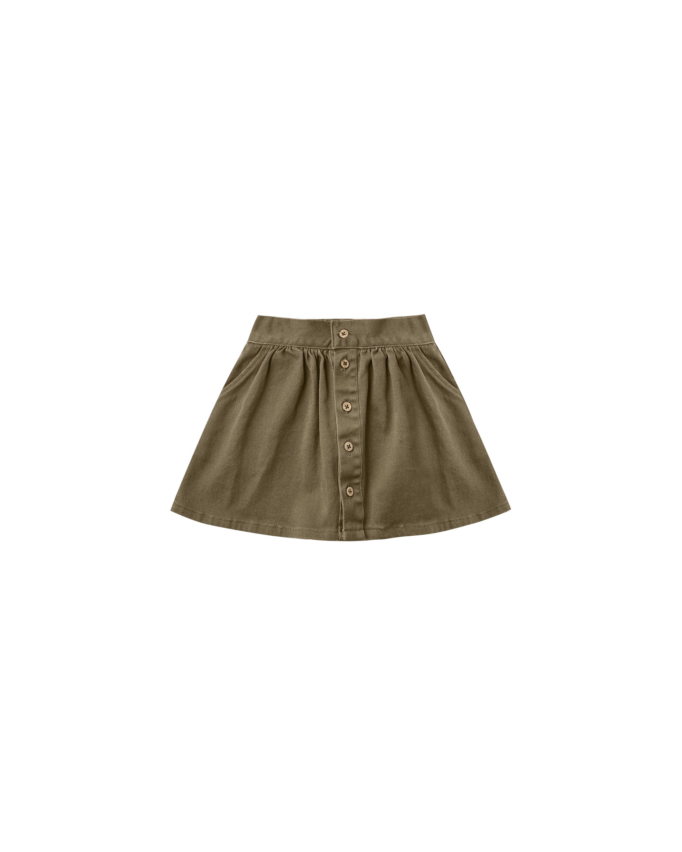Button Front Mini Skirt - Olive