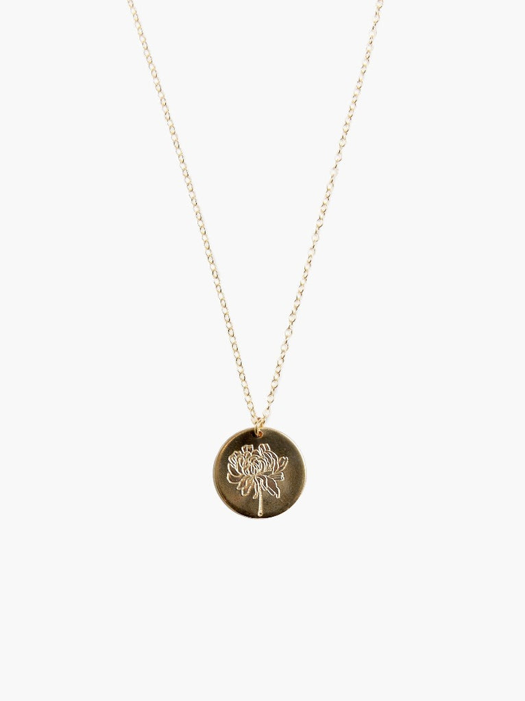 Bloom Birth Month Floral Stamp Necklace - 24"