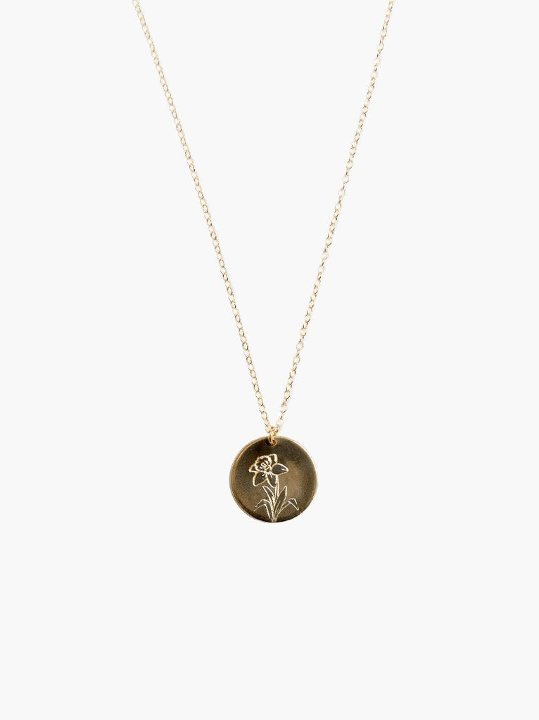 Bloom Birth Month Floral Stamp Necklace - 24"