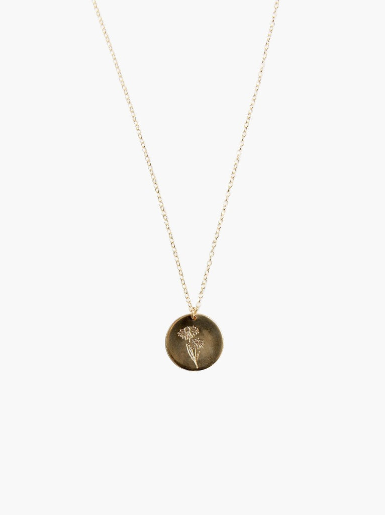 Bloom Birth Month Floral Stamp Necklace - 24"
