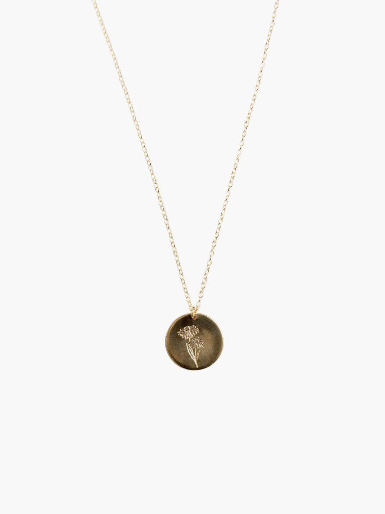 Bloom Birth Month Floral Stamp Necklace - 24"