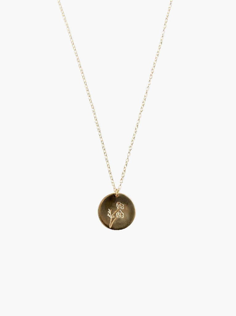 Bloom Birth Month Floral Stamp Necklace - 24"