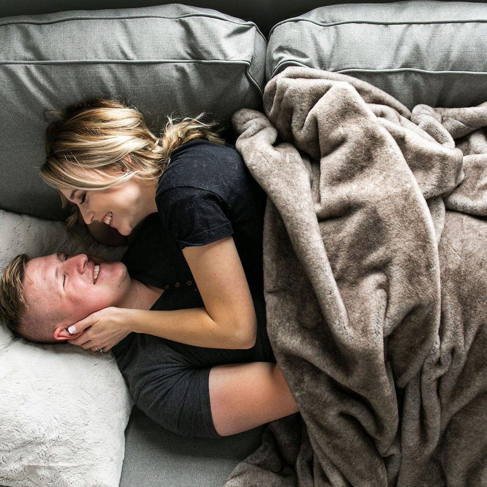 Oversized faux fur throw blanket top