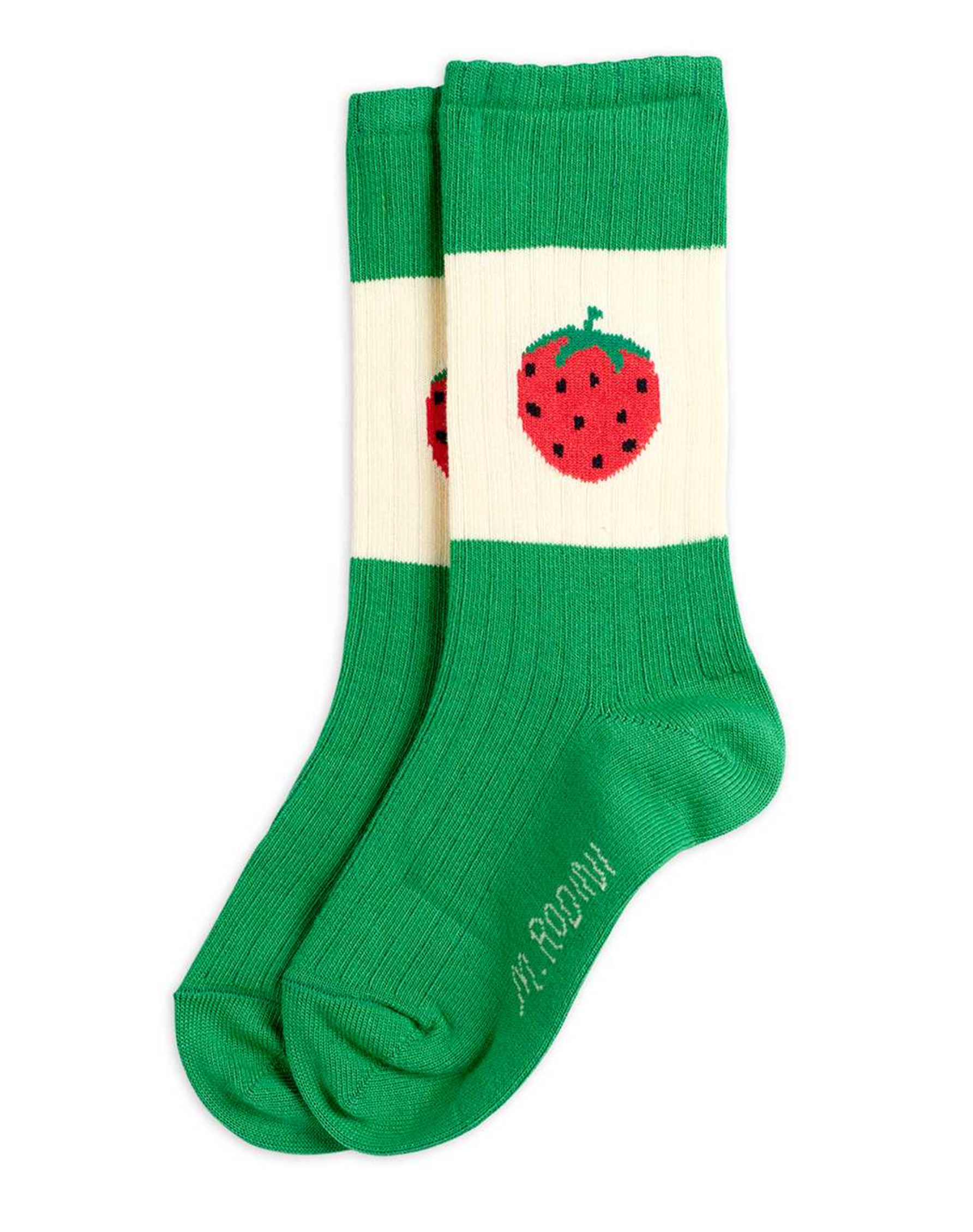 Strawberry Ribbed Socks - Green