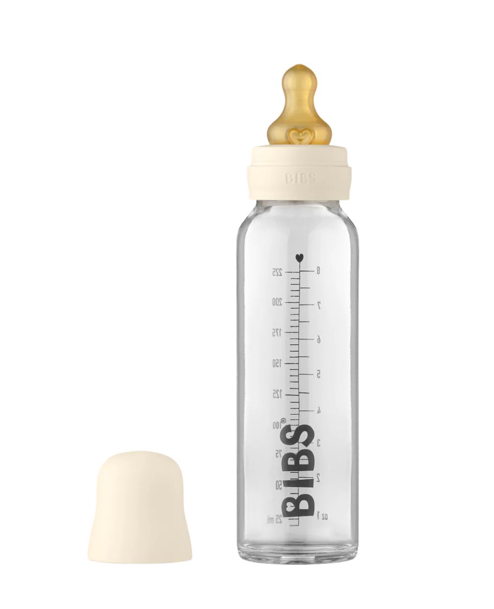 BIBS Baby Glass Bottle - Complete Set 8 Ounce - Ivory