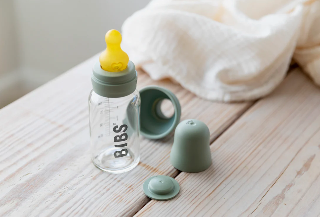 BIBS Baby Glass Bottle - Complete Set 4 Ounce - Sage