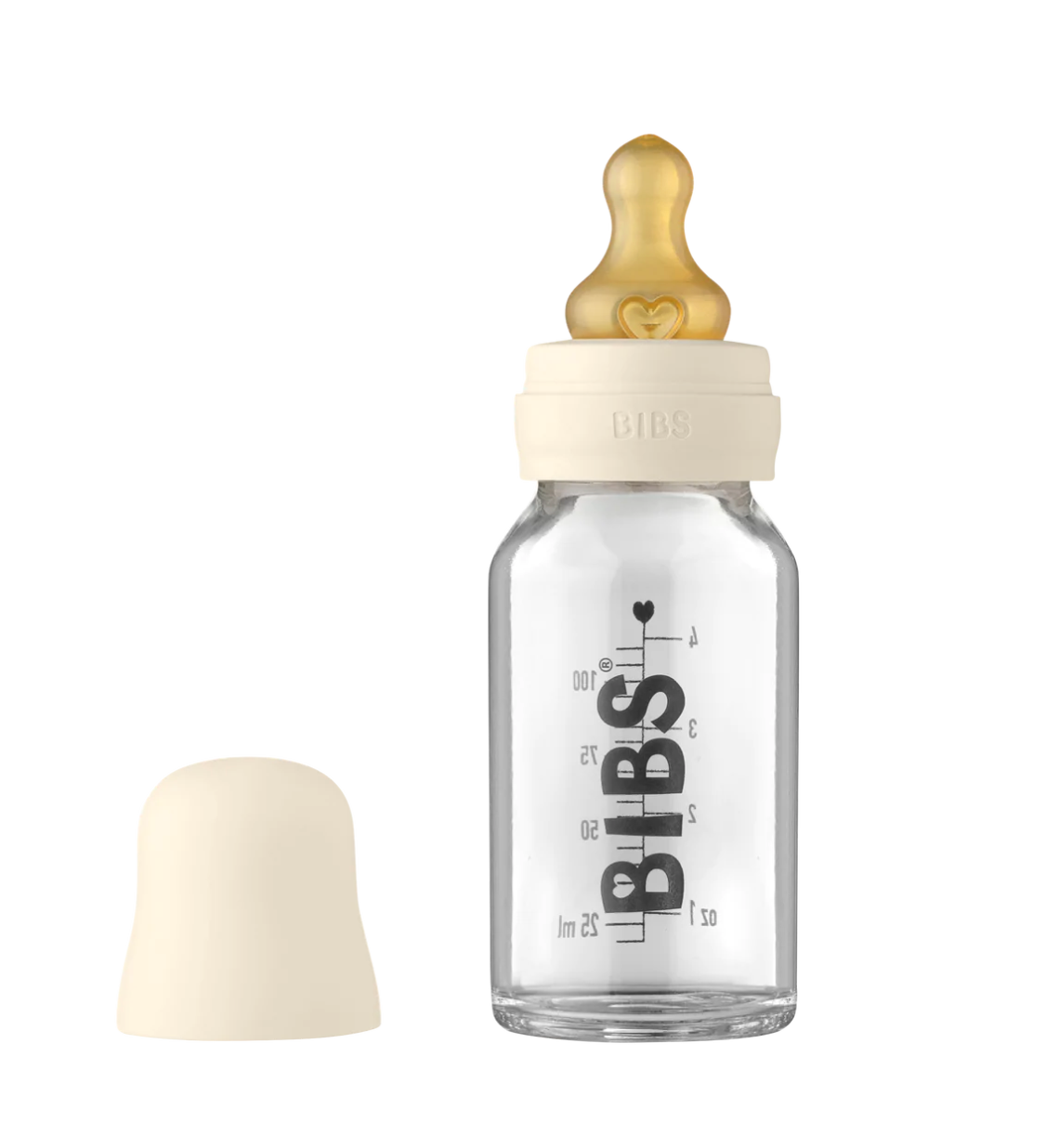 BIBS Baby Glass Bottle - Complete Set 4 Ounce - Ivory