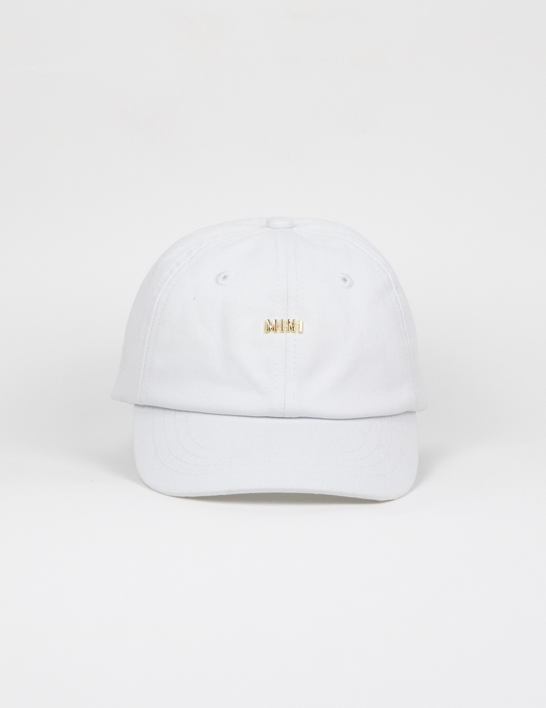 Mini Micro Gold Hardware Hat - White
