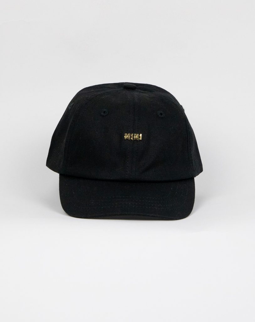 Mini Micro Gold Hardware Hat - Black