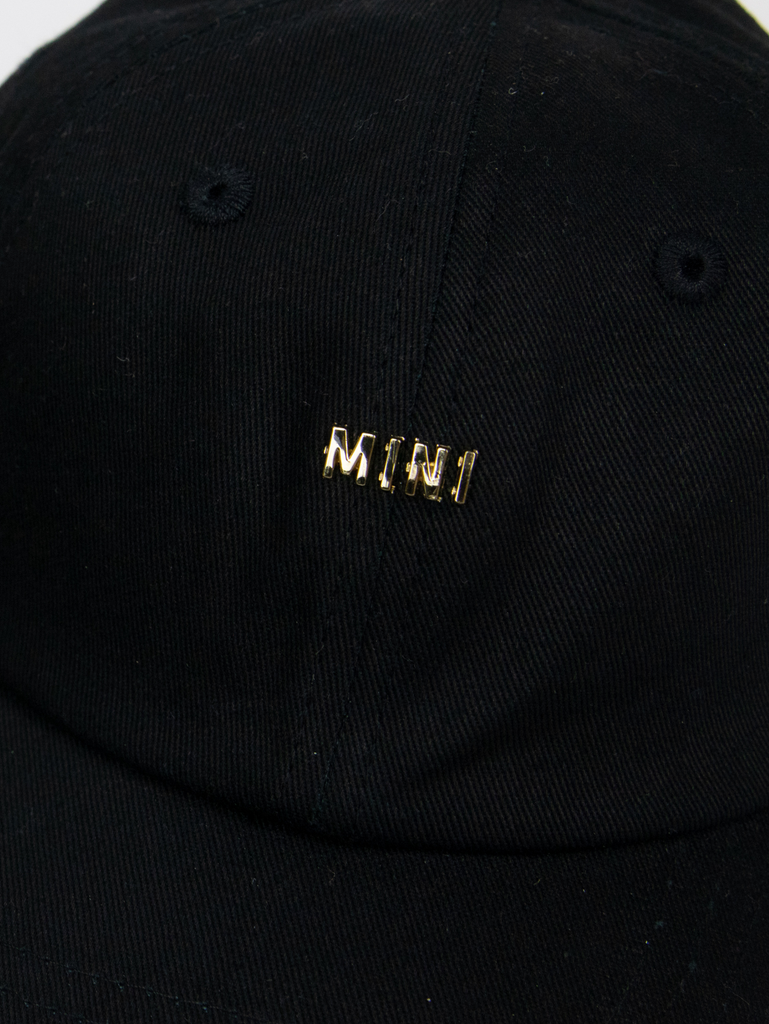 Mini Micro Gold Hardware Hat - Black
