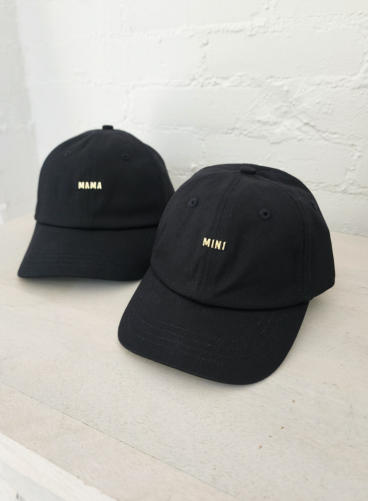 Mini Micro Gold Hardware Hat - Black