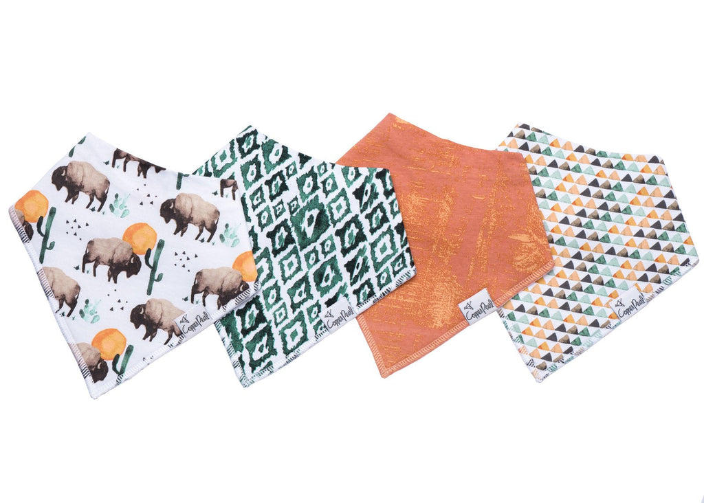 Bandana Bib Set (4 Pack) - Bison Baby Essentials Copper Pearl 