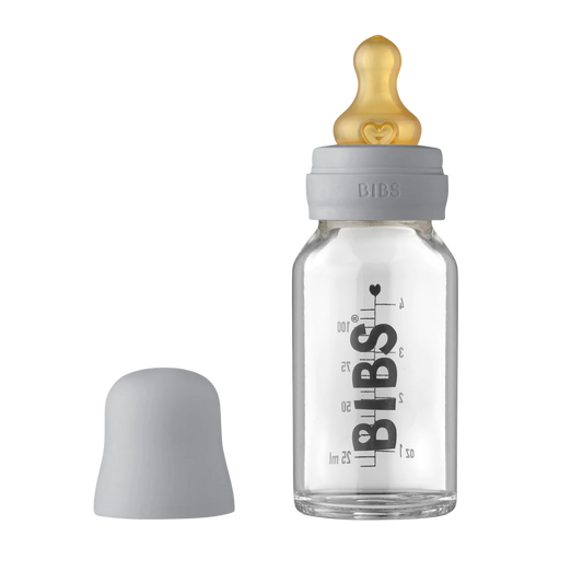 BIBS Baby Glass Bottle - Complete Set 4 Ounce - Cloud Baby Essentials Bibs 