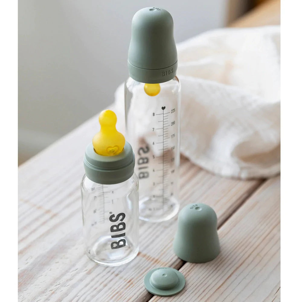 BIBS Baby Glass Bottle - Complete Set 8 Ounce - Blush Baby Essentials Bibs 